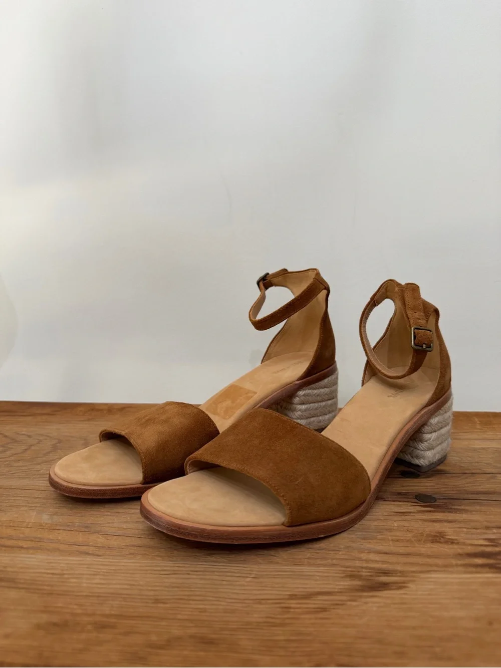 NWOB Soludos Anthro Capri Espadrilles Block Heel Tan Suede Sandals Women’s 11